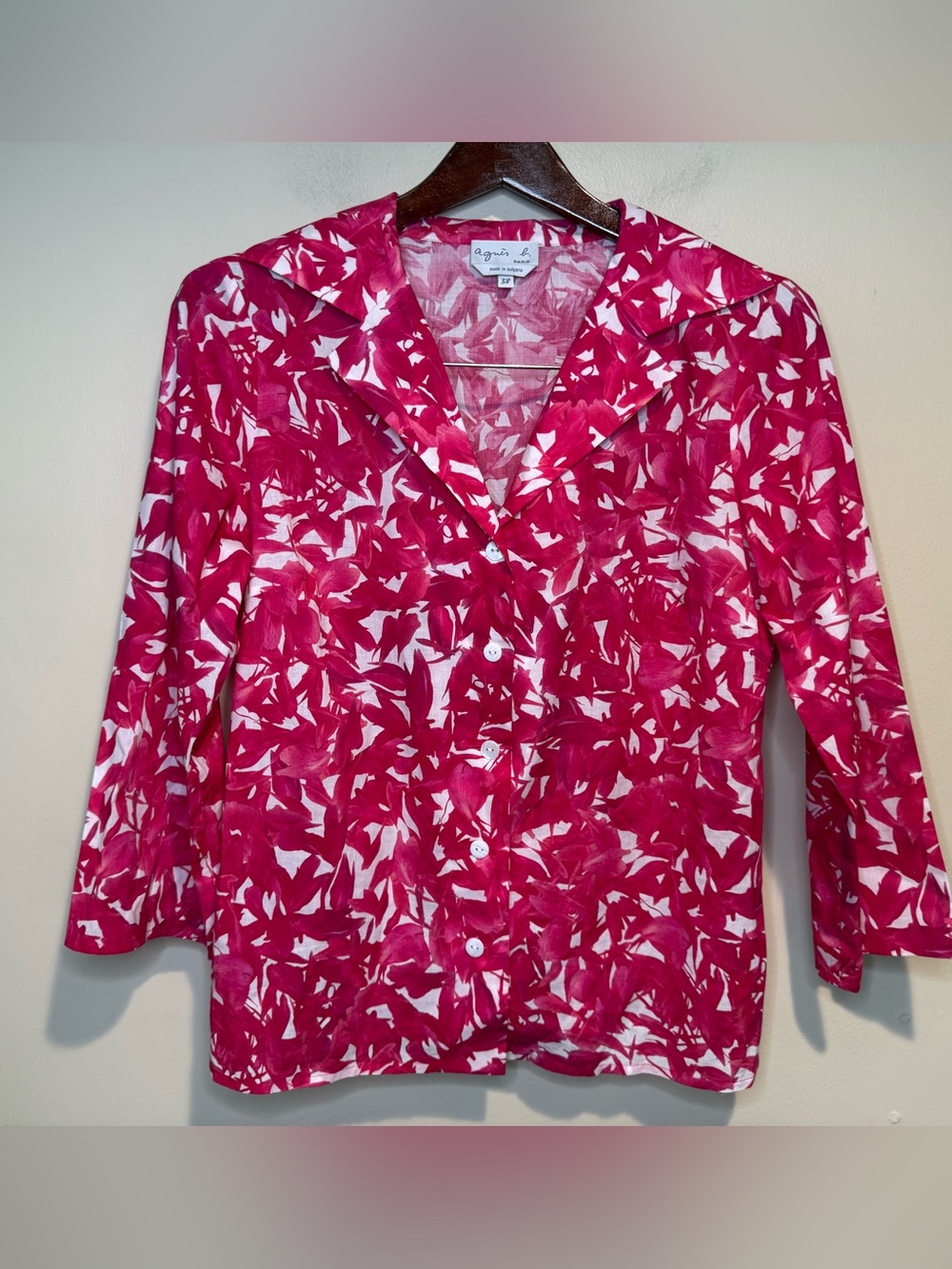 Agnès B Diego Shirt Pink Peony - Floral French Girl aesthetic